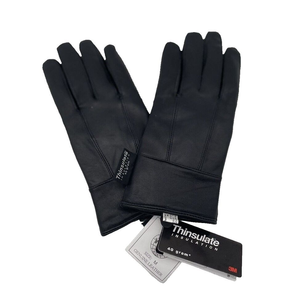 Thinsulate 40 gram Thermal Insulated Fleece Lined Leather Gloves Women M NWT